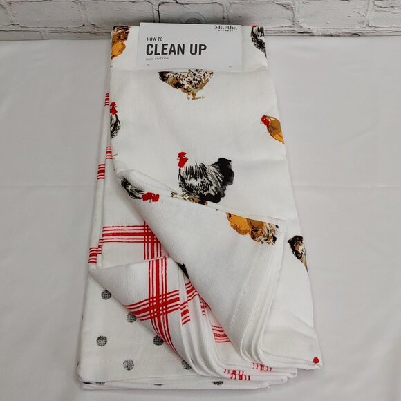 MARTHA STEWART 'ROOSTER COLLECTION' 3-PIECE COTTON KITCHEN TOWELS SET - Picture 16 of 16